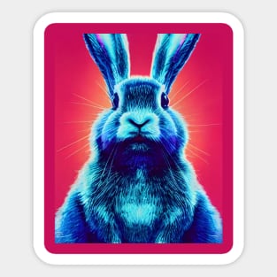 Blue rabbit on a pink background. Sticker